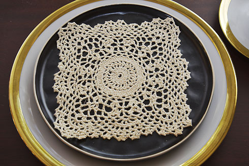 Wheat color Square Crochet Lace Doilies 6"x6" Square Crochet - Click Image to Close